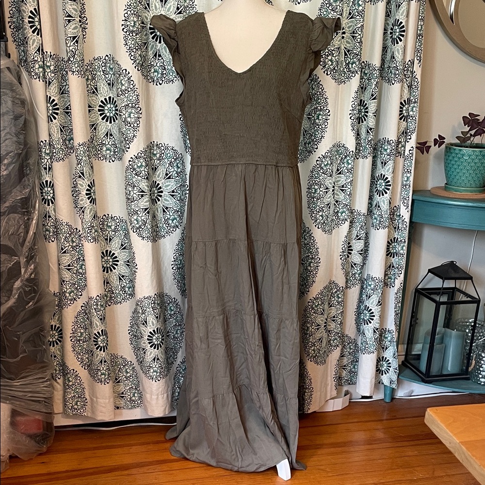 XXL Olive Green Midi Dress